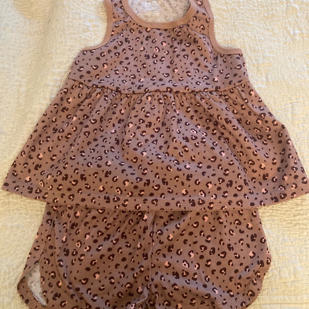 Carter Leopard Print Girl Dress and Shorts Set